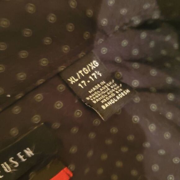 Van Heusen Black Dots Flex Slim Fit Stretch Button Front Dress Shirt Mens Size X - Picture 4 of 11